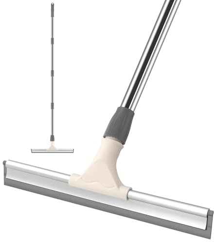 Newthinking Rubber Floor Squeegee with Long Handle, 55 Inch Long Squeegee Mop for Wet Room, Shower Floor Squeegee Mop for Bathroom Glass Window Garage Courtyard