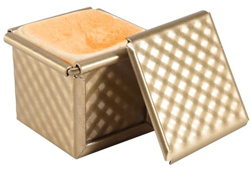 Kopinma Square Pullman Loaf Tin mit Lid, Non-Stick Gold Loaf Pan, Toast Mold Bread Toast Mold with Cover, Non-Stick Mini Water Cube Toast Box for Toast, Sandwich, Cake, Baking