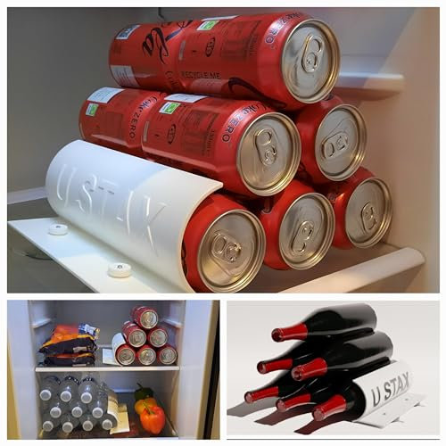 U STAX Fridge organiser, can stacker, bottle stacker, can holder, bottle holder, storage, eco friendly, space maximiser, fridge organizer.