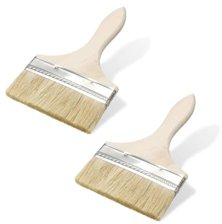 BCZR 2 Stück Flachpinsel, Flächenstreicher 100Mm Für Öl, Lacke, Lasur, Beizen, Kreidefarbe Für Große Flächen, Lasurpinsel Holz Außen, Ölpinsel Holz, Lackpinsel, Pinselset