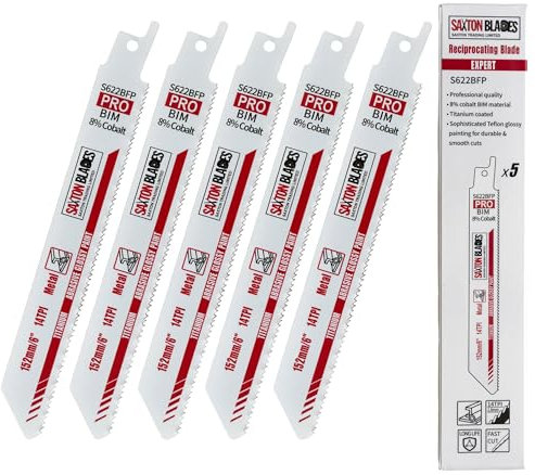 Saxton 150mm Professional Range Bi-Metal 8% Cobalt Reciprocating Saw Blade Heavy Duty – S622BFP – Pack of 5