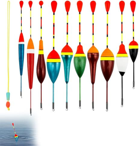 Toulifly Schwimmer Angeln Set - 10 Stück Fischen Posen, Posenset als Angelzubehör Für Unterschiedlich Große Fischarten, Inklusive Forellen-Schwimmer