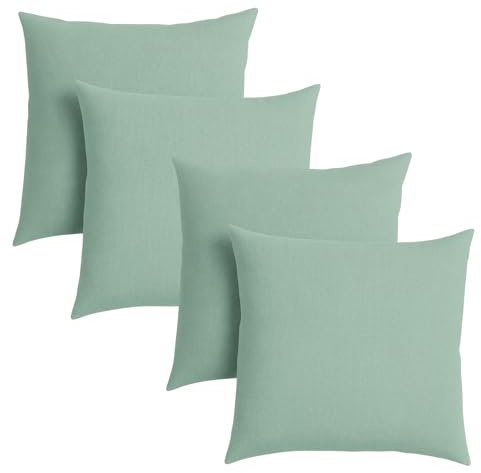 sleepling 4er Set Sofakissen 40x40 cm, Kissen, Türkis | Zier aus robustem Polsterstoff , 40 x 40 cm, Deko für Sofa, Couch , Polster, Made in EU, 4 Stück