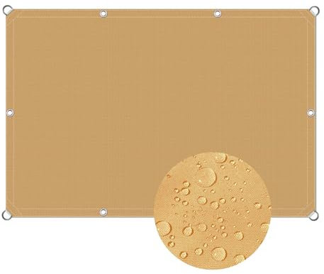 Tende da Sole per Esterno 5x6m, Tenda Parasole Impermeabile/Ombra/Protezione UV Vela Sole Ombreggiante con Fune per Serra/Balcone/Cortile/Tetto - Colore Sabbia