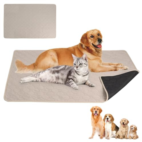 Kisuview 100x70cm Tapis De Dressage Lavable pour Chien, Tapis Absorbant Pipi Réutilisable Chien et Chat, Antidérapant Tapis Propreté Chien Lavable Ultra Absorbants pour Chien Chat Lapin (Kaki,L)