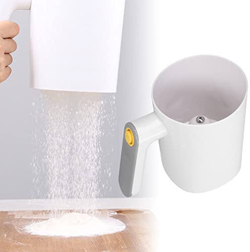 Nikou Setaccio per Elettrico 2 Modalità di Utilizzo Setaccio per Polvere Bianca a Forma di Tazza Elettrica Portatile, Setaccio Farina per Farina da Forno Domestica Zucchero a Velo
