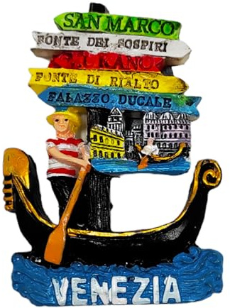 Kühlschrankmagnet 3D aus Harz Venedig Gondel Souvenir Geschenk Haus Küche Sammlerstück 8 x 6 cm (60442)