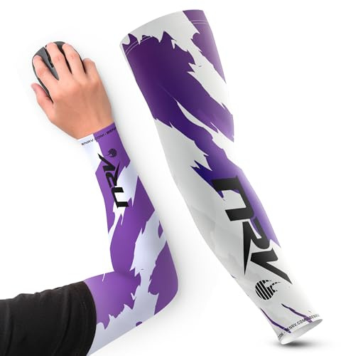 NRV Manchette de Compression Gaming Esport (Edition Camo) – Optimisez Votre Jeu d'eSport avec Style Camouflage – Conçu par des Professionnels – Durable, Respirant et Sans Friction (Blanc/Violet, S)