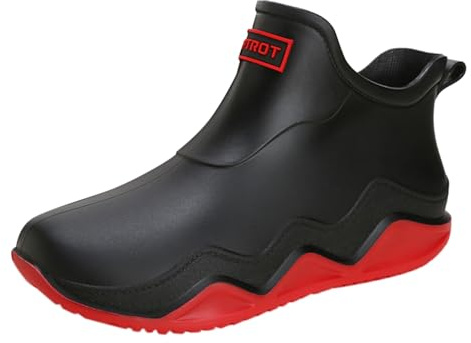 BILIKEYU Regenstiefel Damen Herren Flach rutschfest Wasserdicht Gummi-Regenstiefel Für Arbeit Angeln Autowäsche Küche Gummistiefel Kurze Stiefel gr 43 Rot