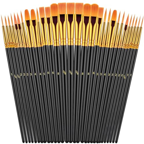 OWill 30 PCS Paint Set, Nylon Professional Artist Brushes for Acrylic, Oil, Watercolor & Face Painting, Small Acrylic Brushes for Artists Adults (Black)