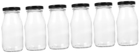 Cabilock Botella Medidora Con Tapa Paquete De 6 Botellas De Vidrio Para Jugo Y Yogur A Prueba De Fugas Fáciles De Limpiar