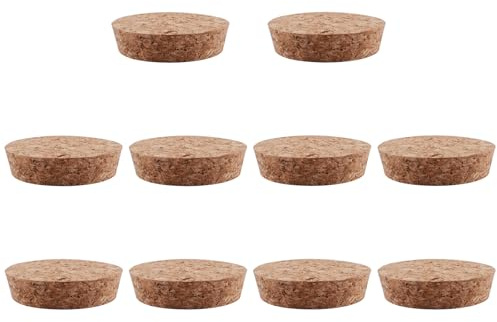 INCREWAY Tapones de corcho de madera suave natural, 10 tapones de corcho cónicos de boca ancha para botellas de vidrio, tapones de corcho de 50 x 45 x 12 mm
