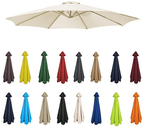 Replacement Garden Parasol Canvas, 2/2.3/2.5/2.7/3/3.50m Umbrella Replacement Canopy, Replacement Canopy Top For 6/8 Ribs(White,6 RIBS-230CM)