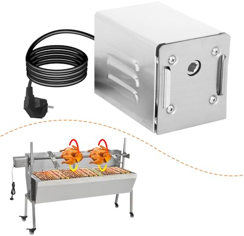 YJINGRUI Grillmotor für Grillspieß 230V, 15W 40kg Grillmotoren, Edelstahl | 2,7 U/min Grillspieß Motor für Spanferkel, Hähnchen und Ziege, Grillmotor für Camping & Party, Edelstahl BBQ Grill Zubehör