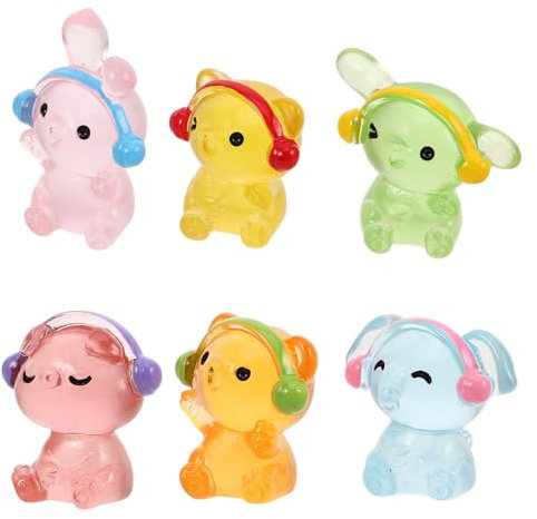 ULTECHNOVO Figurines de Petits Animaux en Résine, Lot de 6, Décor Mini