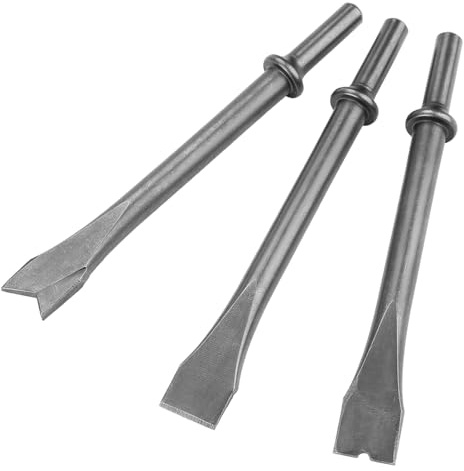 Keenso 3 Piezas de Broca de Martillo de Aire de 3 Piezas Cinceles de Vástagos Redondos Extra Largos para Eliminar y Cortar Hardware