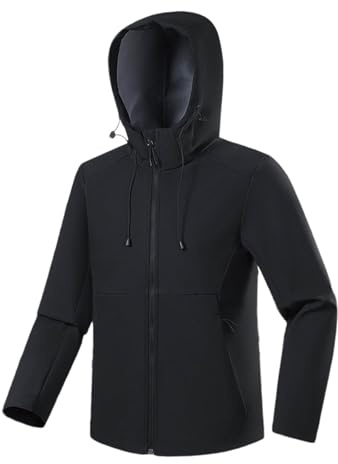 Mrat Mens Outdoor Waterproof Jacket Windproof Lightweight Breathable Coat Walking Mountain Hiking Softshell Jacket with Pockets Windbreaker Hooded Drawstring Raincoat Camping Fishing Travel Uk L-4XL