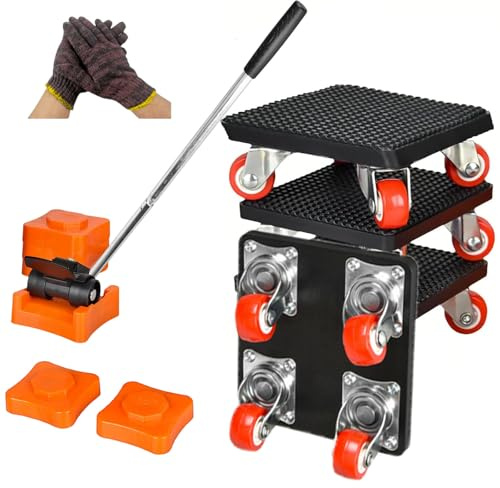 Caossuixin Furniture Movers with Wheels & Lifter Set, Heavy Duty Furniture Lifter Sliders Tool, 360° Rotation Wheels Dolly, 350kg Max Load, for Moving Heavy Furniture, Refrigerator, Sofa, Cabinet