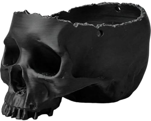Fituenly Hanging Skull Planter Pot Halloween Gothic Skeleton Pot for Succulent Plants Flowers Horror Head Wall Decoration