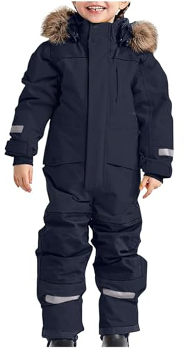 Elsa Keith Schneeoverall Kinder Unisex Skianzug Klassisch Schneeanzug Warme Verdickt Matschanzug mit Kapuze Winteranzug Winddicht wasserdichte Winteroverall Outdoor Modisch Softshellanzug