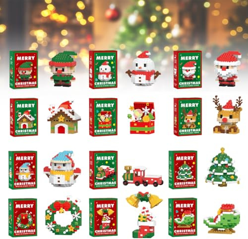 Weihnachts-Mikrobausteine Santa Claus Rentier Puzzle Zusammenbau Ziegel 3D-Modell Mini-Baustein-Figuren für Kinder Geschenk (D)
