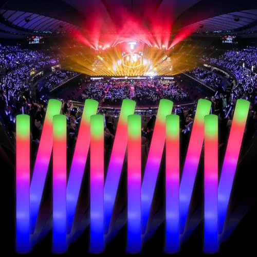 Blu7ive 40+5 Pieces Led Foam Sticks Valentine's Day Party Favors Supplies Flashing Glow Sticks Party Supplies Light Up Baton Wands for Kids, Raves, Birthday, Wedding, Christmas, Children Toy