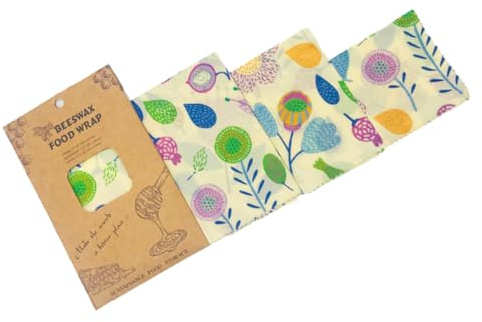 EPIGEIST Beewax Food Wraps Riutilizzabili 3 Pezzi in Cotone | Pane e Prodotti Freschi, Protezione per Formaggio, Motivo Creativo Colore Casuale