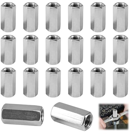 Vauki 20 dadi a manicotto M6, dadi trasversali e manicotto filettato in acciaio inox 304, dado esagonale (M6 × 20 mm, lunghezza laterale: 10 mm, altezza 20 mm), di alta qualità per lavori di fissaggio
