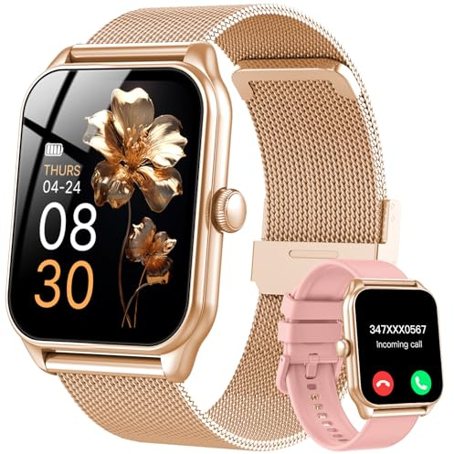 Smart Watches for Women, 1.91HD Fitness Watch with Bluetooth Calling, Health Tracker for Sleep/Heart Rate/SpO2, 120+ Sports, 200+ Dials, IP68 Waterproof, Smart Watch for Android iOS (Rose Gold)