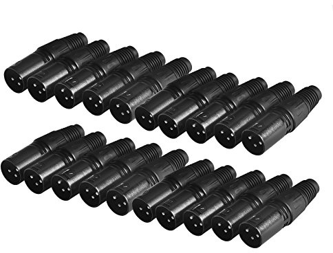 eoere 20 Pack XLR 3 Pin Male MIC Snake Audio Adapter Plug Audio Microphone DMX Cable Connector
