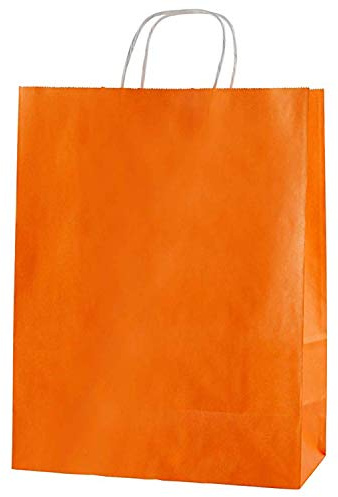 Thepaperbagstore 30 orange Papiertüten mit Henkel 25 x 11 x 31 cm | Starke, recycelbare Kraftpapiertüten mit stabilen Griffen, ideal für Geschenke, Einzelhandel, Partys und Events.