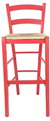 Sedam Srl Sgabello Venezia, in Legno MASSELLO, Comodo e Resistente, per Interni ed Esterni, Vari Colori e SEDUTE Disponibili, Ordine Minimo 2 Pezzi (Rosso, Paglia)
