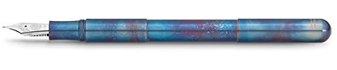Kaweco SUPRA Füllhalter Fireblue I Exklusiver Edelstahl Füllfederhalter für Tintenpatronen mit hochwertiger Stahlfeder inkl. Retro Metallbox I Füller Länge 95-165 mm I Federbreite: B (Breit)