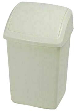 Optimal Products Swing Bins Plastic Swing Top Rubbish Waste Bin Office Bedroom Kitchen Paper Dustbin Trash Bin Swing Lid (Cream, 10l Litre)