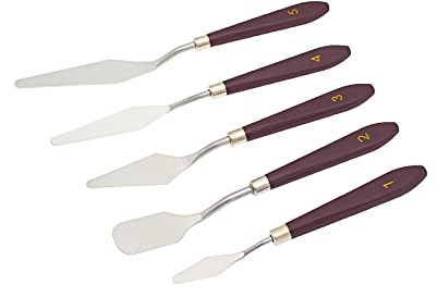 XINYIDAO Cake cream spatula 5 pieces, stainless steel cake spatula Baking pastry tools Art painting tools palette cake decorating knife, 11.8x5