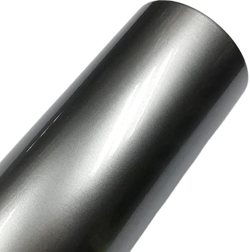 Autofolie Gloss Metallic Gunmetal Vinyl Wrap Candy Glossy Grey Car Film Aufkleber mit Luftblase Auto Motorradmotorradverpackung Abdeckungsfolie Auto Folie (Color Name : Silver)