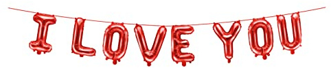 Guirlande de ballons « I Love You » - Décoration de Saint-Valentin - Décoration d'anniversaire de mariage - Demande en mariage - Déclaration d'amour
