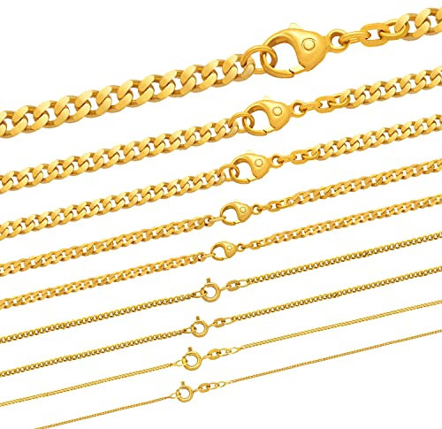 hoplo holzenplotz Panzerkette Halskette 585-14 Karat Gold Auswahl, Länge:50, Kette_Breite:0.8 mm