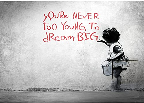 Runa Art Papel tapiz fotográfico 396 x 280 cm Banksy Dream Big | Lana Decoración De Pared Sala Cuarto | Made in Germany | Streetart 9556012a