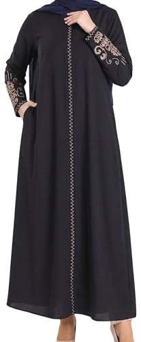 istanbul styles Abaya mit bestickten Ärmeln für Damen, langärmelig, bodenlang, türkisch-islamische Mode