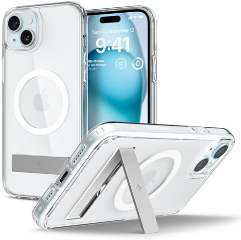 Spigen für iPhone 15 Plus Ultra Hybrid S MagFit All-in-One Hülle mit Ständer Kompatibel mit MagSafe Handyhülle Case Schutzhülle -Crystal Clear