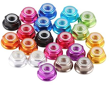 10 Stück Aluminium-Flansch-Nylon-Sicherungsmutter M2 M2,5 M3 M4 M5 M6 Nylon-Einsatz selbstsichernde Flanschmutter, Splitter, M2