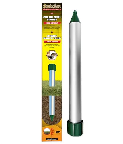Repellente Talpe e Arvicole Sonoro e Vibrante Repellente a Ultrasuoni Antiroditori Sandokan