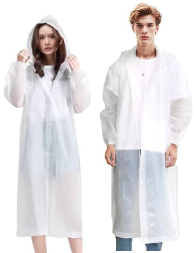 Akxlax 2 stycken regnponcho genomskinlig, poncho män kvinnor, festival