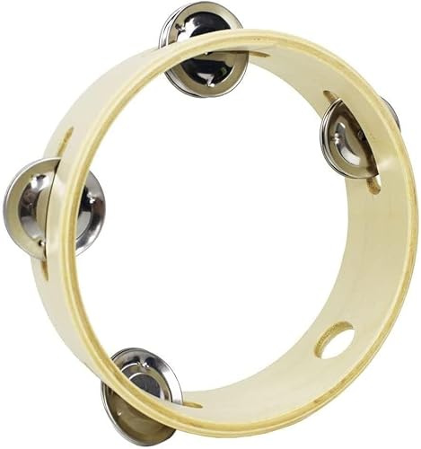 ROCKSTAR - Pandereta de Mano en Madera T0604 de 6 (15cm) con 4 Pares Sonajas de Metal. Corona sin Parche, Instrumento Musical de Percusión Pandereta para Juegos, Escuelas Fiestas