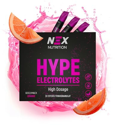 NEX Hype Elektrolytes I 900mg Natrium täglich I Hochdosierte Elektrolyte ohne Zucker I Keto u. Vegan I 30 Portionen I Natrium, Kalium & Magnesium vor u. nach dem Sport
