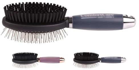 NETPROSHOP Doppelbürste ComfortCare Mähnenbürste mit Nylonborsten und Stiften sowie Gelgriff, Farbe:Navy