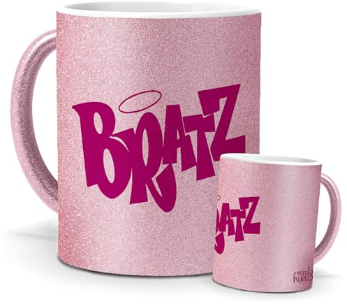 Tazas Únicas | Bratz | Edición Especial Purpurina Rosa | Mensaje Auténtico para Fans | Tazas para Café, Té... | Regalo Original para Amantes de Música.