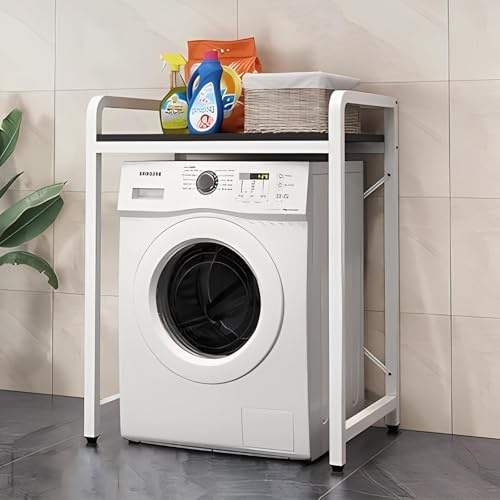 Mueble Lavadora Secadora, Unidad De Almacenamiento Sobre Lavadora Para Lavandería, Estantería Encima De Lavadora, Para Lavadora Para Baño, Cocina, Balcón, Lavandería, Carga 300KG(White+black)
