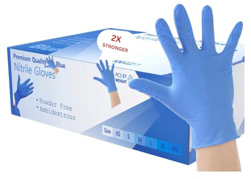 firmsafeT 2000 Disposable Gloves Large Blue Nitrile Examination Gloves Medical, Food, Care, Mechanical, Industrial, Hair & Beauty, Janitorial, Multipurpose-Powder Free (2000 Gloves, Large)
